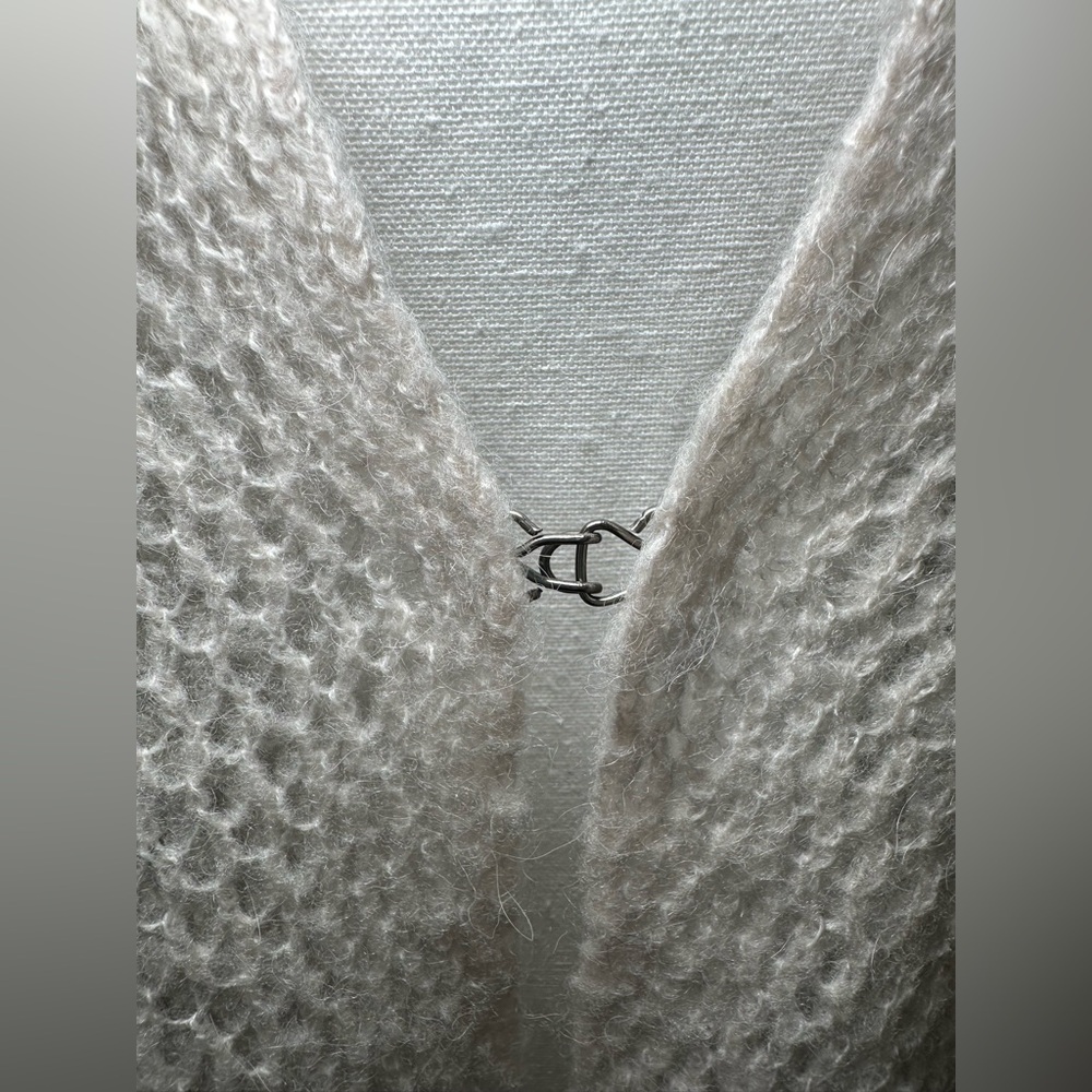 Free People Peek-A-Boo cardigan sweater wool alpaca blend lace loose-knit open M - Picture 9 of 12